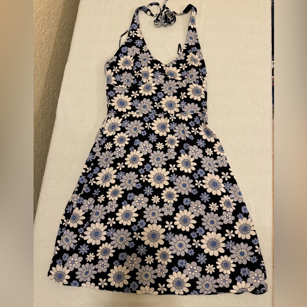 Hollister navy blue floral halter dress. Size Small.